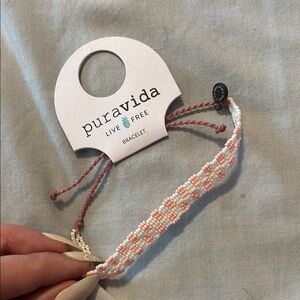 Pura Vida Pink and White Beaded Bracelet